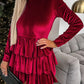 Racing Red Velvet High Neck Tiered Ruffle Mini Dress