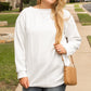 White Cable Textured Loose Plus Size Sweatshirt