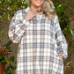 White Plaid Print Tunic Plus Size Shacket with Slits