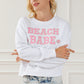 White BEACH BABE Slogan Graphic Casual Sweatshirt