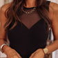 Black Mesh Patchwork Sleeveless Bodysuit