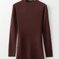 Coffee Slim Fit Mock Neck Side Slit Sweater Dress