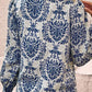 Sky Blue Tribal Pattern Print Notch Neck Buttoned Plus Size Shirt