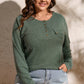 Mist Green Plus Size Snap Button Henley Top