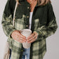 Blackish Green Snap Buttons Colourblock Plaid Shacket