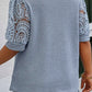 Ashleigh Blue Plus Size Textured Knit Lace Sleeve T Shirt