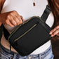 Black Minimalist Multi-zipped Crossbody Bag