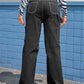 Black High Waist Straight Leg Cargo Pants with Pockets