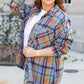 Orange Plus Size Plaid Print Buttoned Shirt