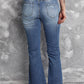 Blue Distressed Flare Jeans