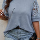 Ashleigh Blue Plus Size Textured Knit Lace Sleeve T Shirt