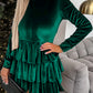 Evergreen Velvet High Neck Tiered Ruffle Mini Dress