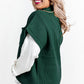 Jungle Green Plus Size Mock Neck Chest Pocket Short Sleeve Sweater