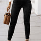 Black High Waist Faux Suede Skinny Leggings