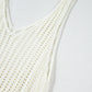 White Crochet Fishnet Fringed Edge V Neck Beach Cover Up