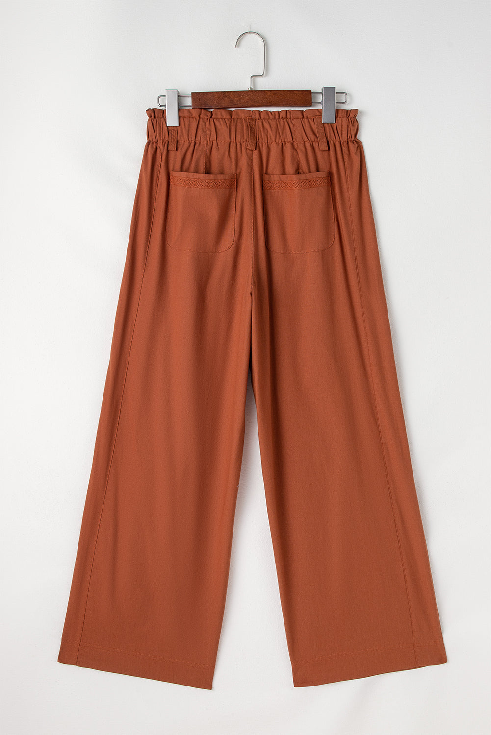 Red Dahlia Elastic Waist Pocketed Casual Straight Leg Trousers