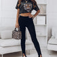 Black Rib Knit High Waist Slit Leggings