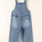 Stone Blue Distressed Bib Pocket Wide Leg Denim Overall