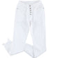 White Plain High Waist Buttons Frayed Cropped Denim Jeans