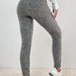 Grey Wide Waistband Ribbed Textured Knit Leggings