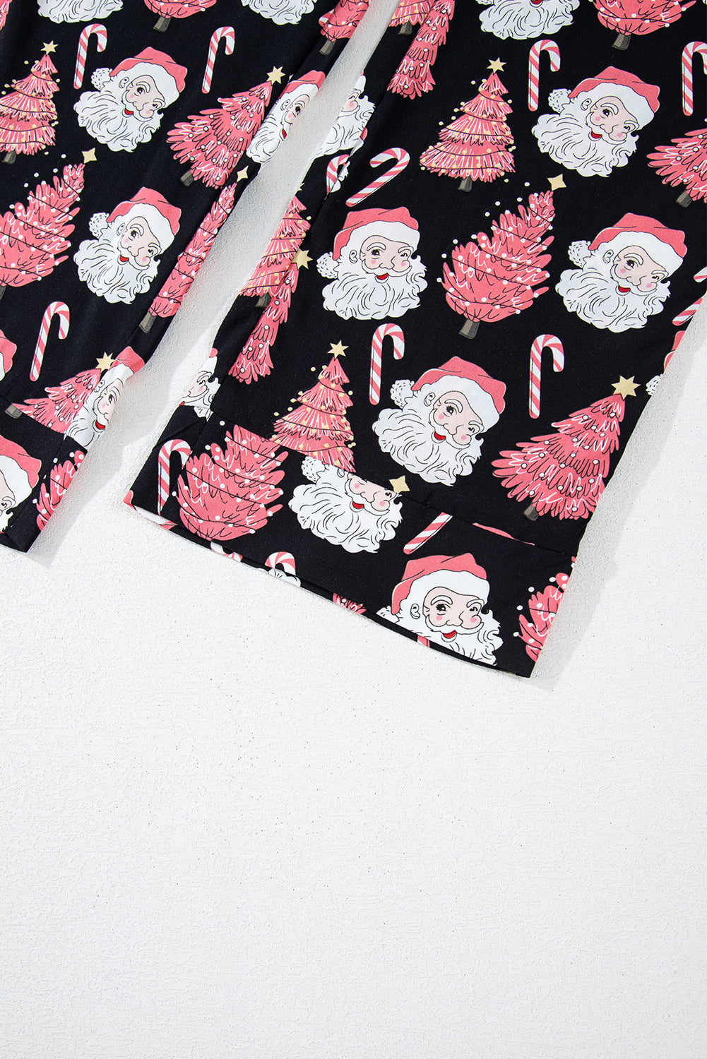 Black Christmas Santa Printed Two Piece Pyjamass Set