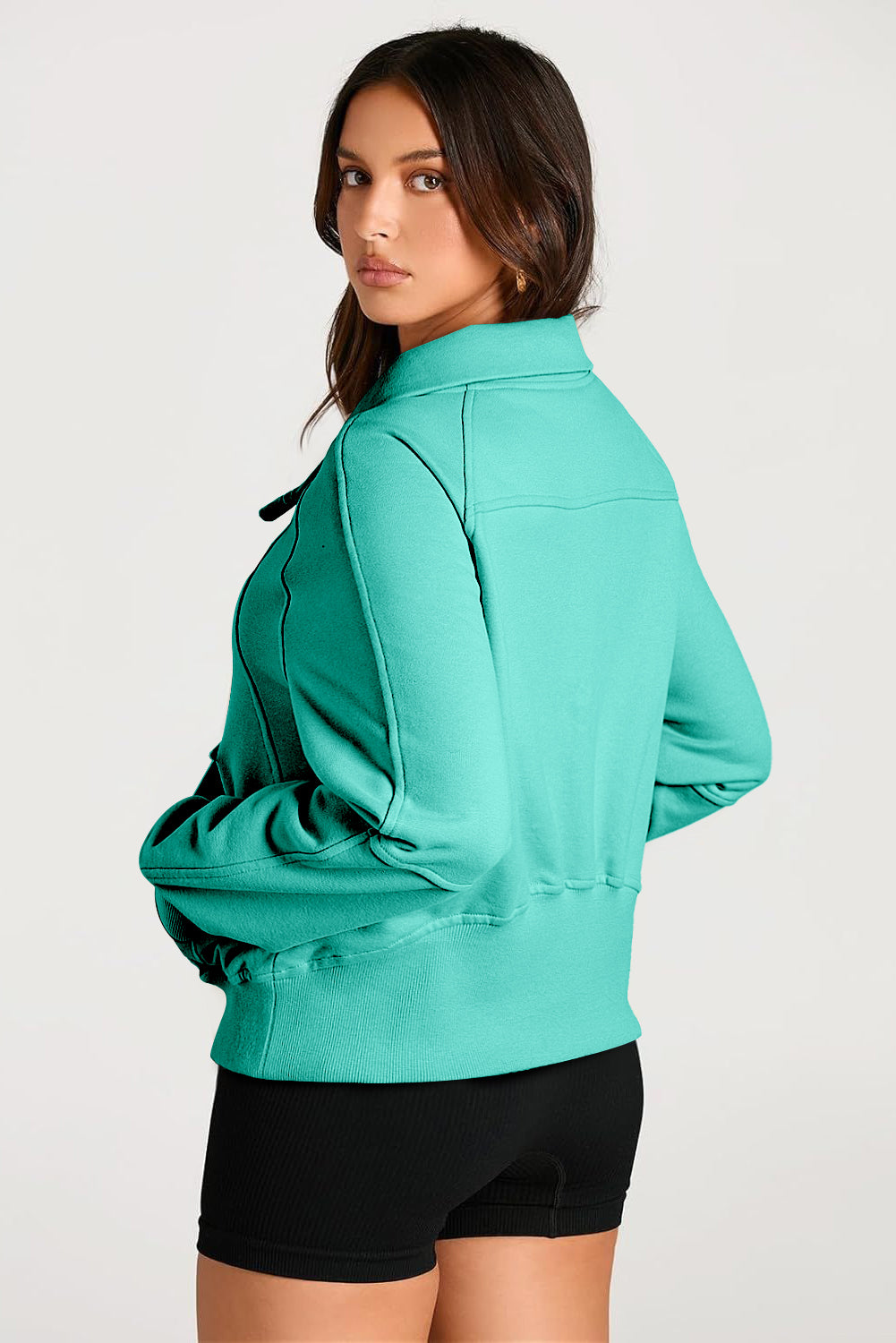 Valerian Quarter Zip Stand Neck Kangaroo Pocket Sweatshirt