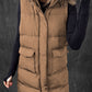 Black Windproof Longline Full Zipper Puffer Gilet with Pockets