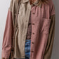 Mineral Red Colour Block Chest Pockets Buttoned Corduroy Shacket