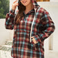 Fiery Red Plus Size Plaid Kangaroo Pocket Drawstring Hoodie