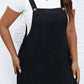 Black Solid Buttoned Straps Plus Size Overall Dress