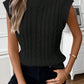 Black Cable Knit High Neck Sweater Vest