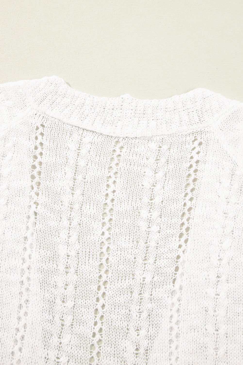 White Plus Size Eyelet Knit Open Front Cardigan