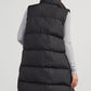 Black Windproof Longline Full Zipper Puffer Gilet with Pockets