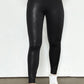 Black Crossed Dip Waist Sleek Leather Leggings