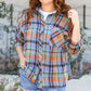 Orange Plus Size Plaid Print Buttoned Shirt