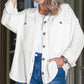 White Solid Corded Drop Shoulder Plus Size Shacket