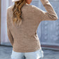 Khaki Wrap V Neck Waffle Sweater