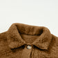 Khaki Contrast Flap Pocket Single Breasted Teddy Coat