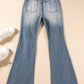 Dusk Blue Vintage Light Wash Ripped Raw Edge Flare Jeans