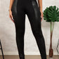 Black Leather Panel Patchwork High Waist Leggings