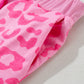 Pink Leopard Print Tee and Satin Tie Shorts Lounge Set