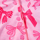 Pink Bow Knot Print Lapel Collar Short Sleeve and Pants Pyjamas Set