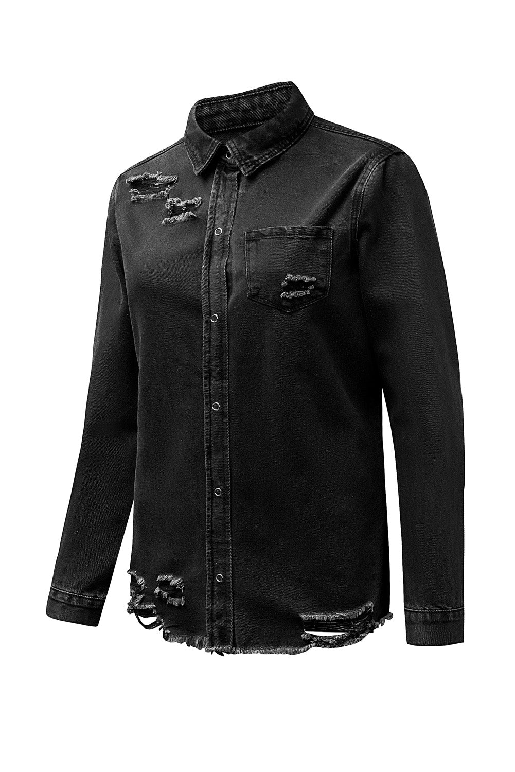 Black Ripped Denim Jacket