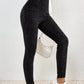 Black Wide Waistband Ribbed Textured Knit Leggings