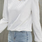 White Textured Puff Long Sleeve Round Neck Top