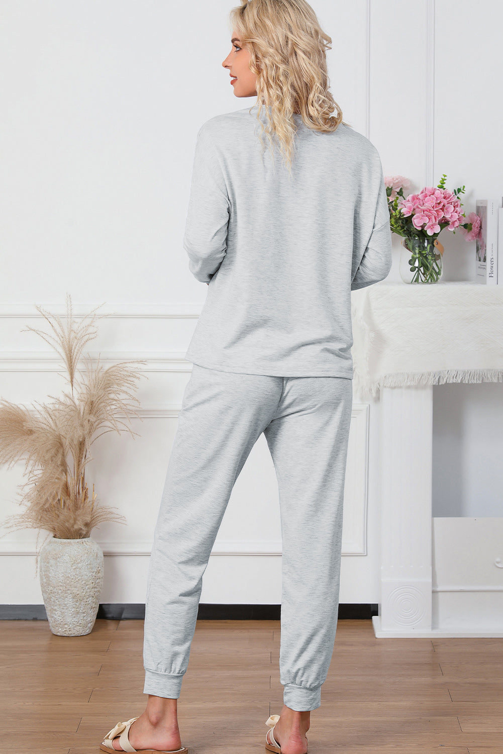 Grey Long Sleeve Pullover and Jogger Trousers Lounge Set