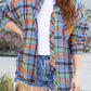 Orange Plus Size Plaid Print Buttoned Shirt