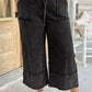 Black Plus Mineral Wash Exposed Seam Wide Leg Cropped Pants