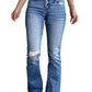 Blue Distressed Flare Jeans