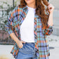 Orange Plus Size Plaid Print Buttoned Shirt